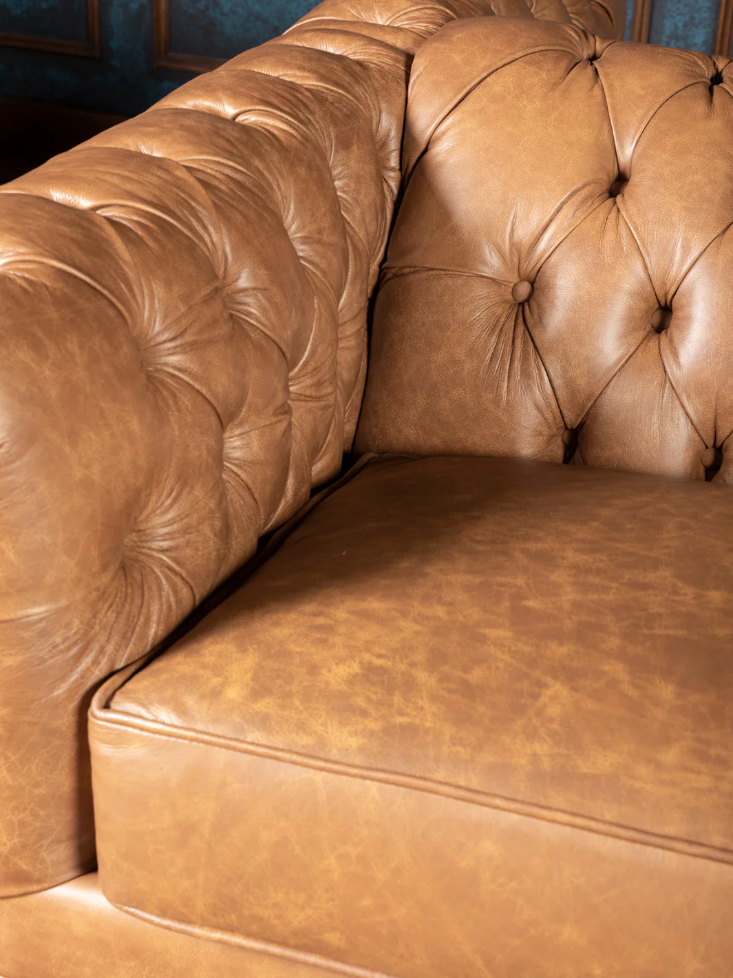 Tufted Smokey Suede Double Sided Leather Sofa - Image 6