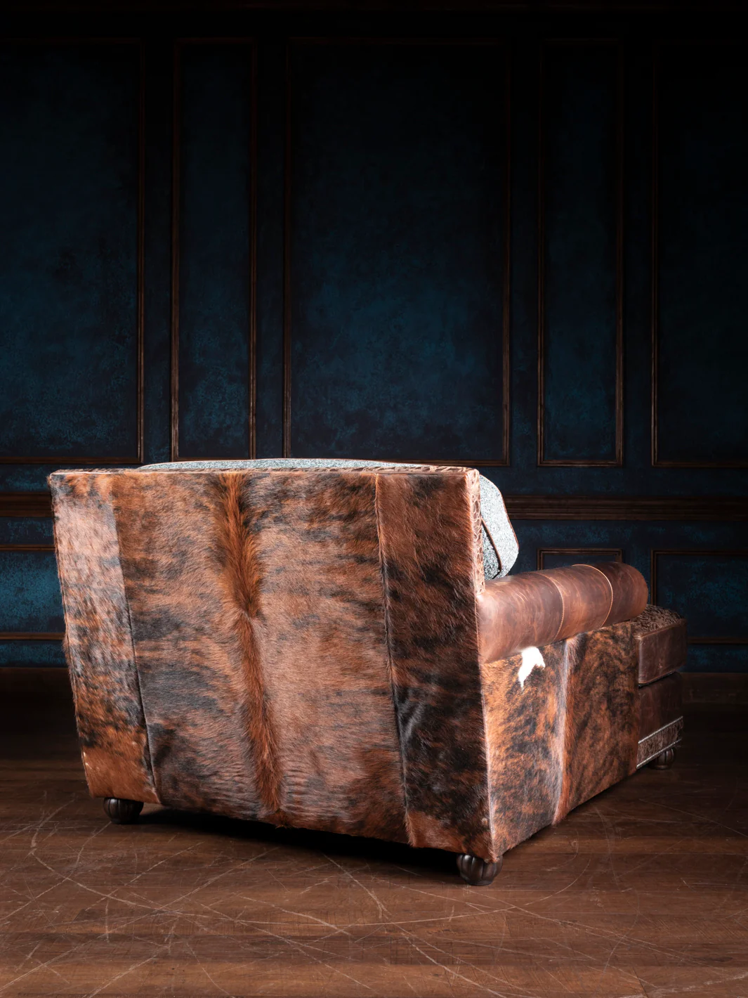Turquoise Leather & Fabric Chaise Lounge - Image 6