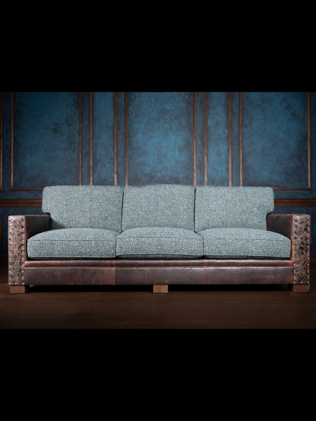 Turquoise Leather & Fabric Montana Sofa - Image 2