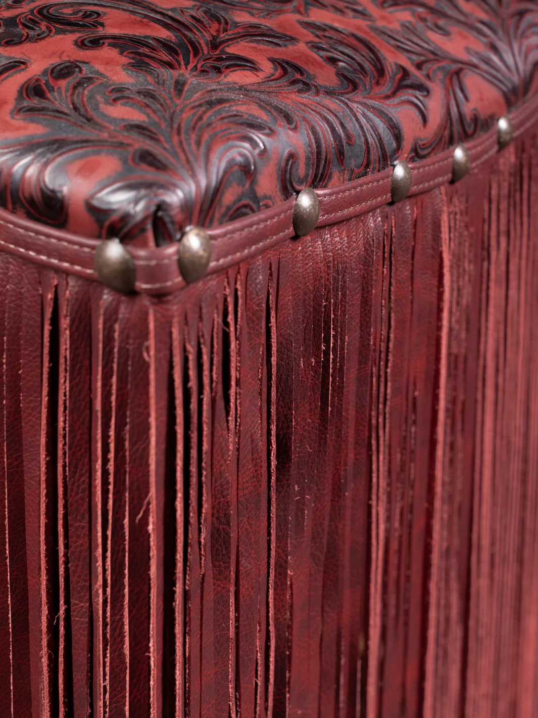 Valentino Fringe Leather Saddle Stool - Image 2
