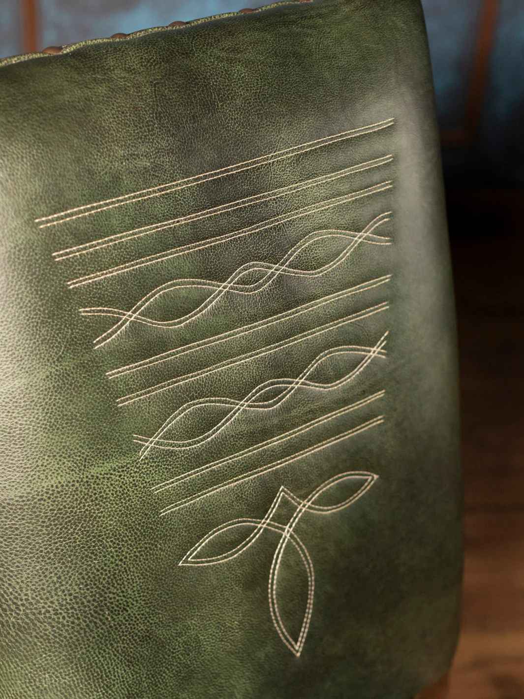 Verde Vaquero Boot Stitch Leather Dining Chair - Image 3