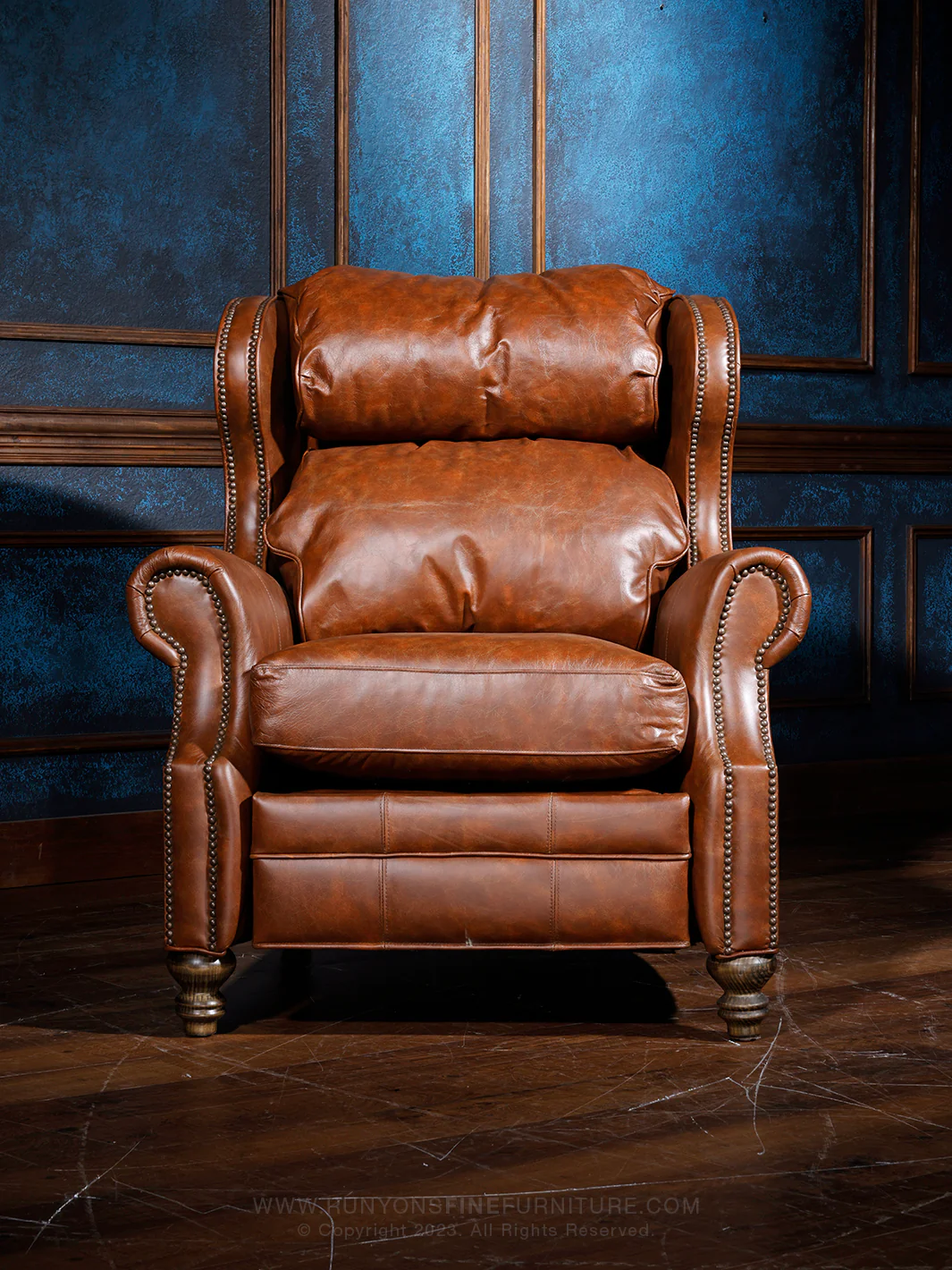 Vintage Hazelnut Brown Leather Recliner - Image 3