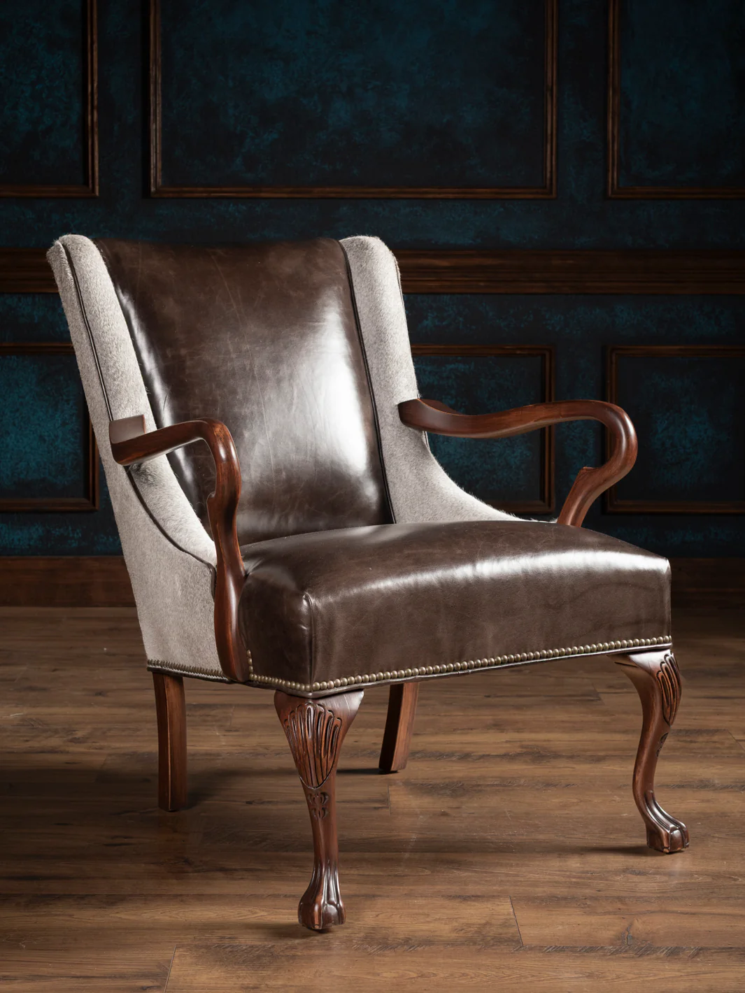 Vintage Mocha Leather Accent Chair - Image 5