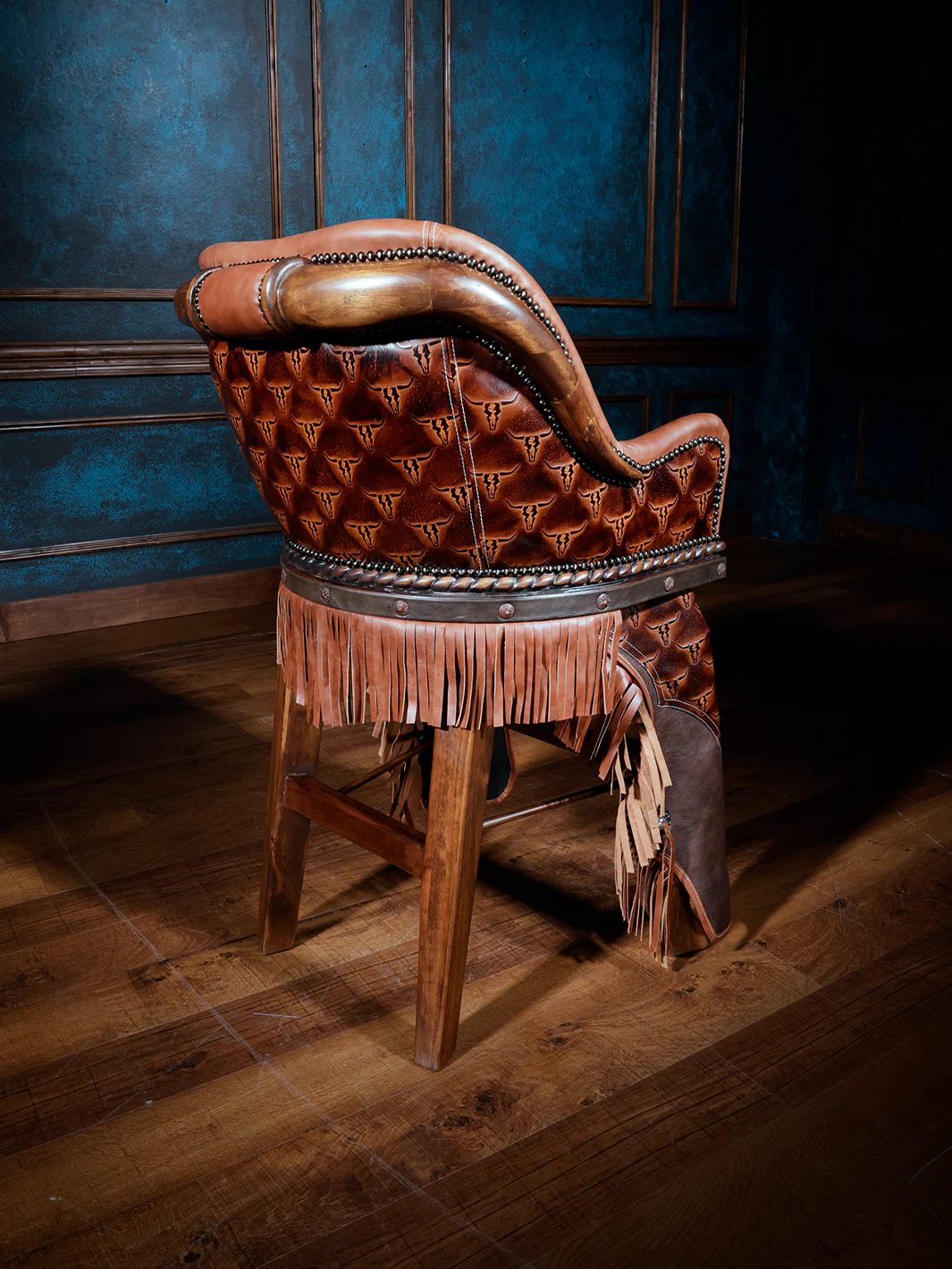 Western Point Rider Leather Bar Stool - Image 5