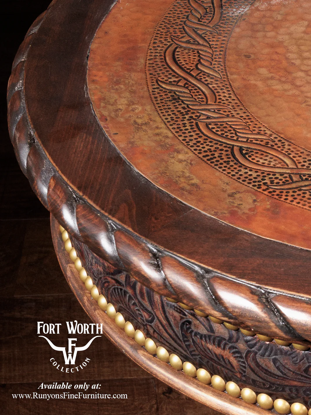 Western Steer Pedestal End Table - Image 4