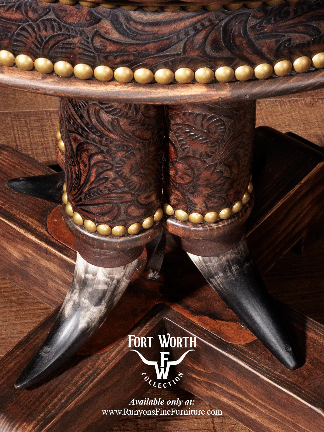 Western Steer Pedestal End Table - Image 5