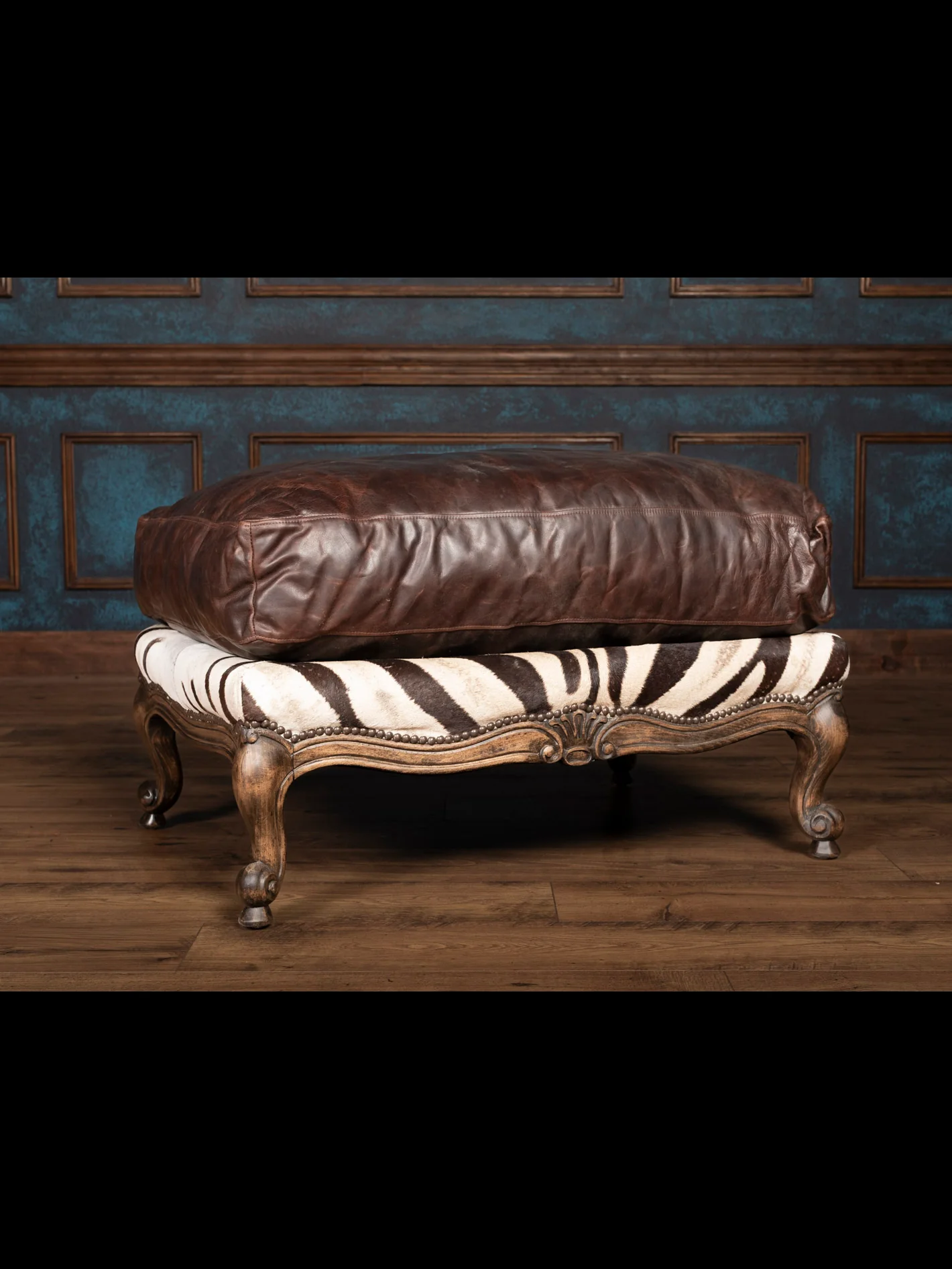 The Safari Reserve Zebra Leather Ottoman - Image 3
