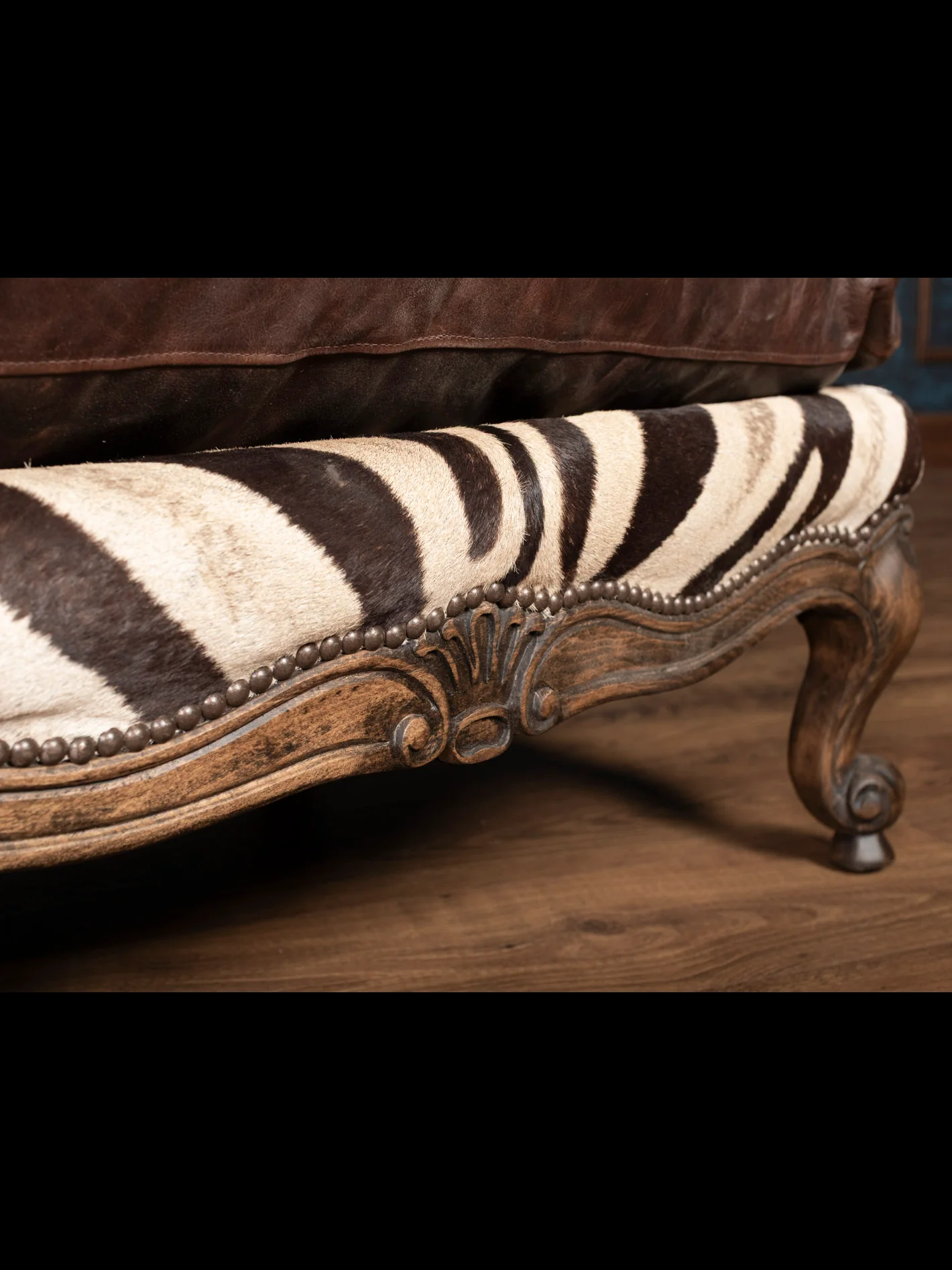The Safari Reserve Zebra Leather Ottoman - Image 4