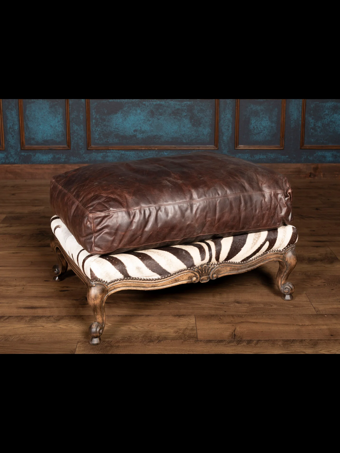 The Safari Reserve Zebra Leather Ottoman - Image 5